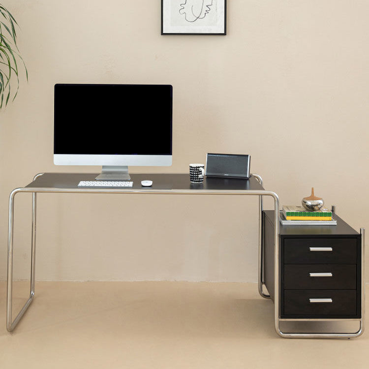 Black and White Office Desk Pedestal Wooden Writing Desk for Home