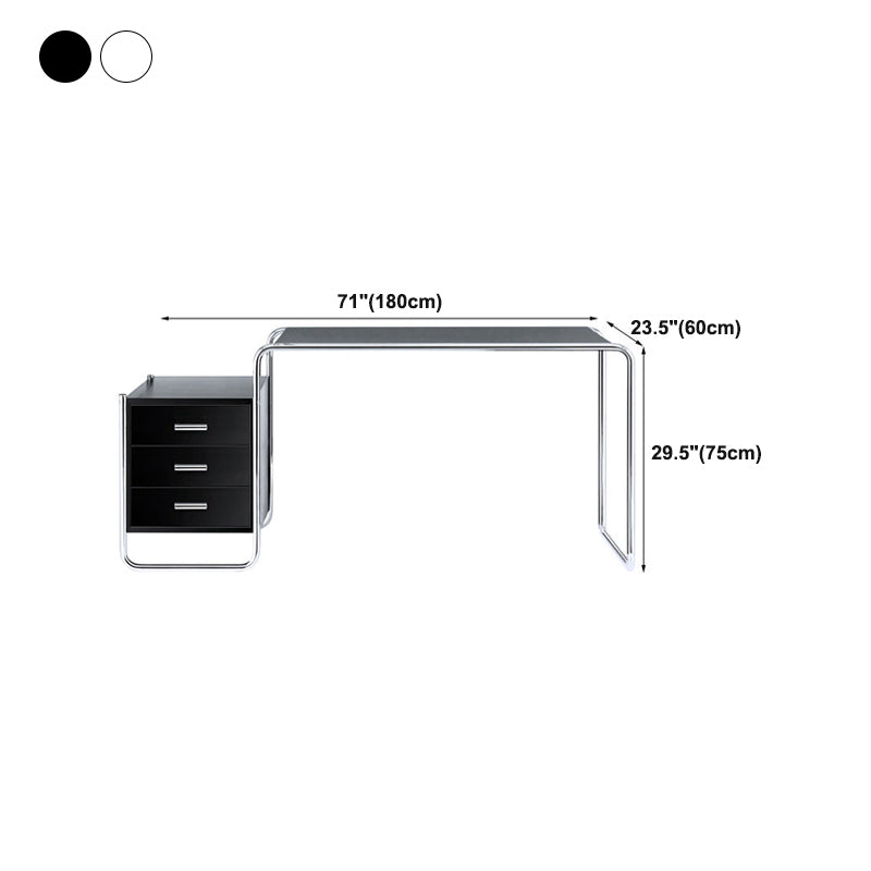 Black and White Office Desk Pedestal Wooden Writing Desk for Home