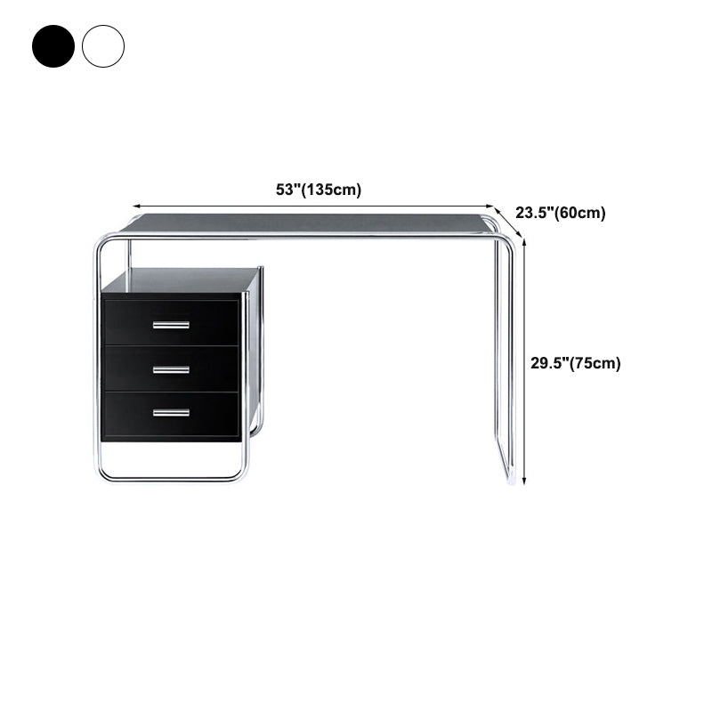 Black and White Office Desk Pedestal Wooden Writing Desk for Home