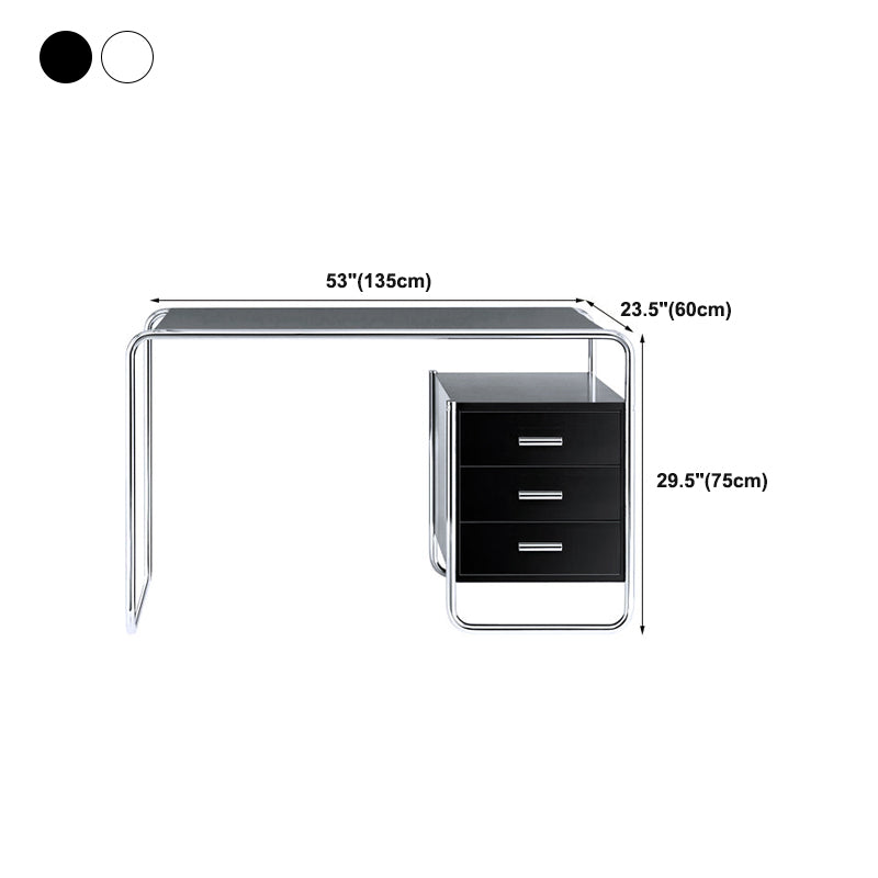 Black and White Office Desk Pedestal Wooden Writing Desk for Home