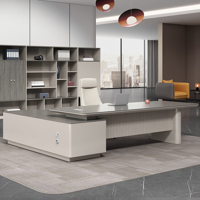 Modern L-Shape Office Desk with Storage and Cabinet Executive Desk