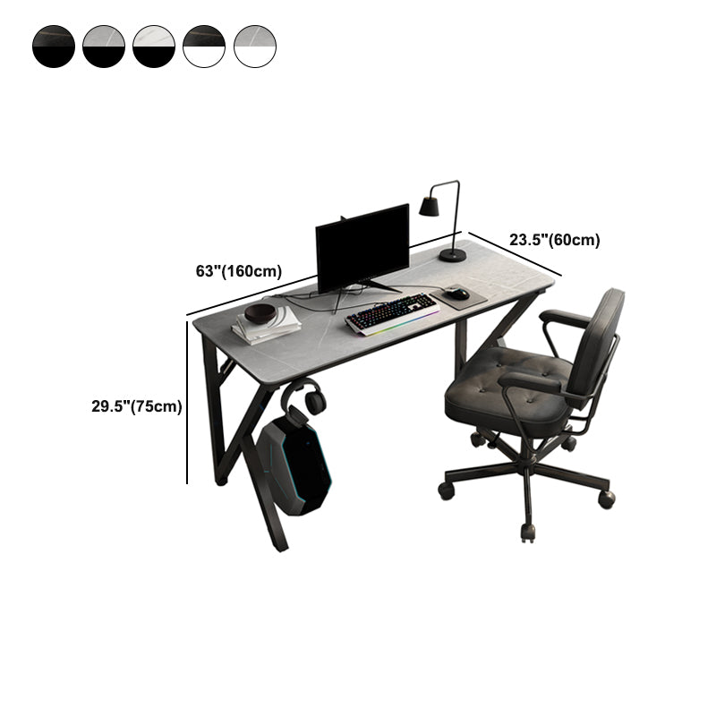 23.6" Wide Office Desk Industrial Computer Desk Stone and Metal