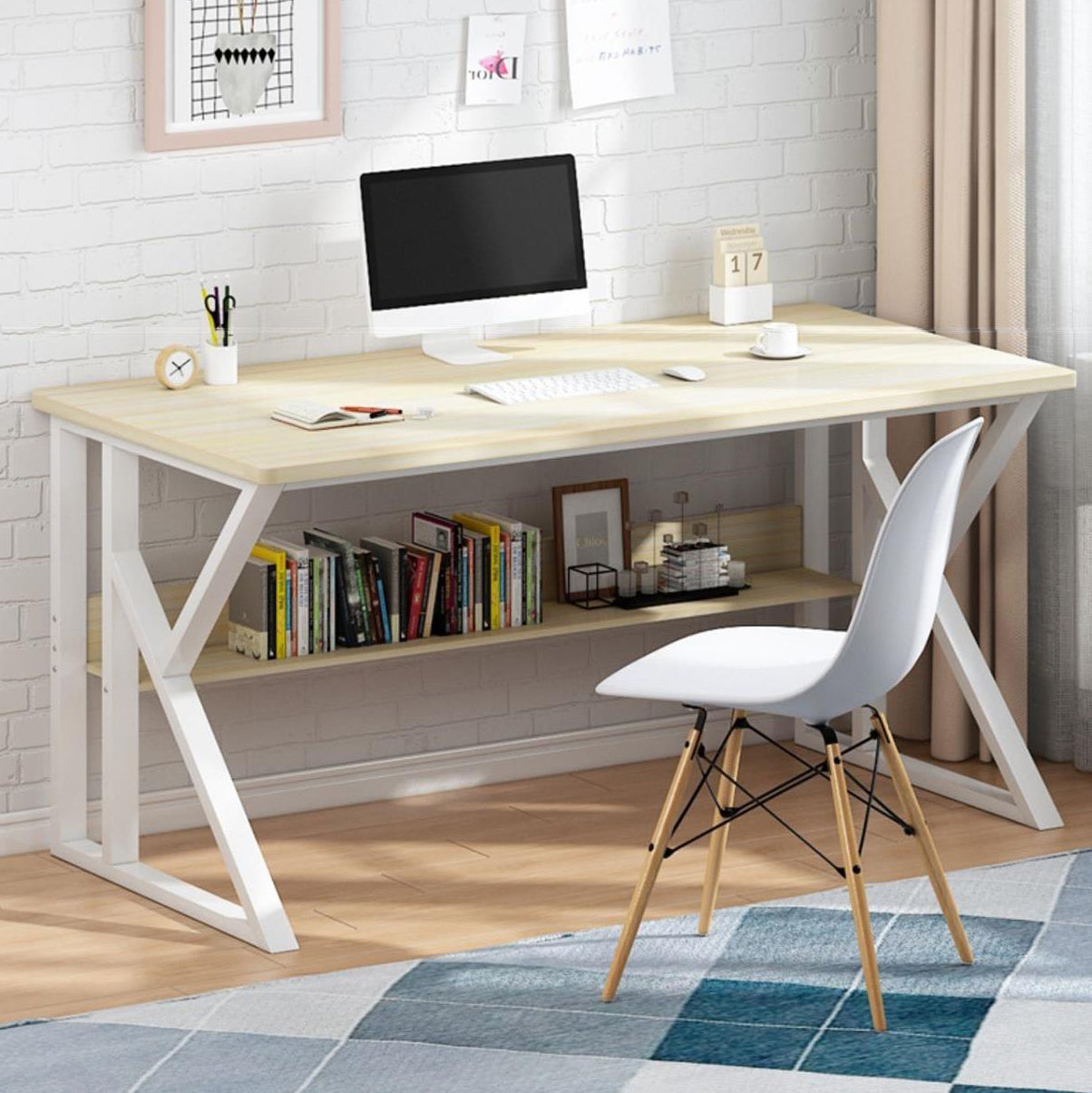 Ergonomic Wooden Writing Desk Contemporary Computer Desk for Dormitory