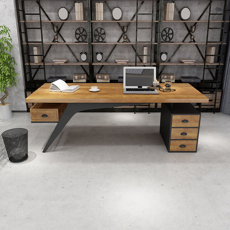 Industrial Brown Computer Desk Home or Office Pedestal Office Desk