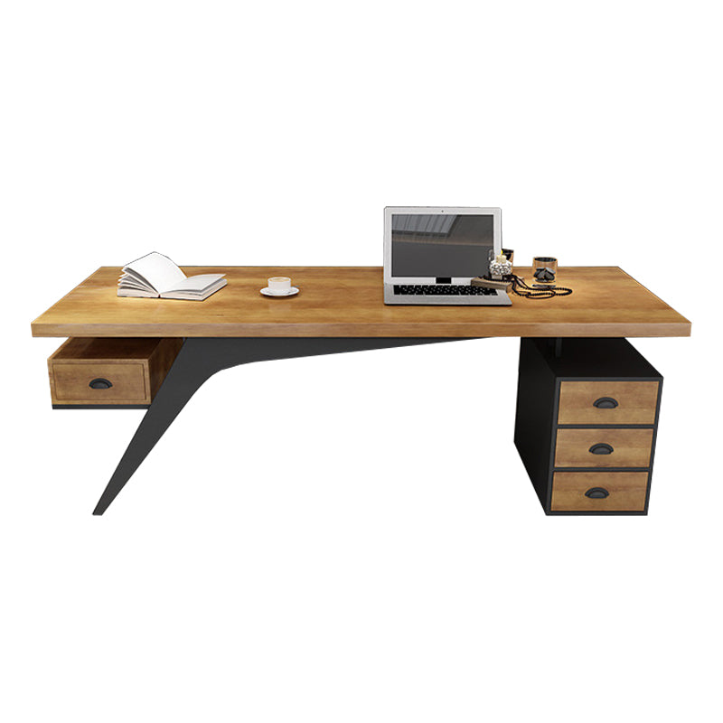 Industrial Brown Computer Desk Home or Office Pedestal Office Desk