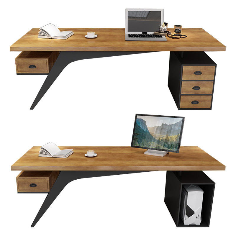 Industrial Brown Computer Desk Home or Office Pedestal Office Desk