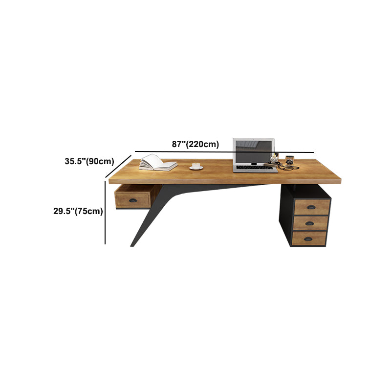 Industrial Brown Computer Desk Home or Office Pedestal Office Desk