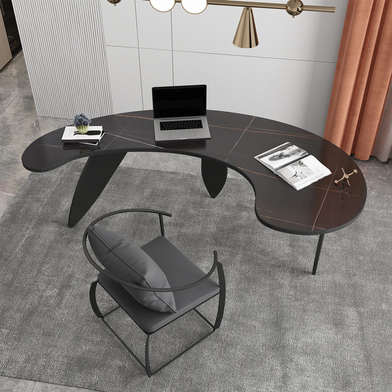 Contemporary Office Desk Black Writing Desk with Iron Pin Legs