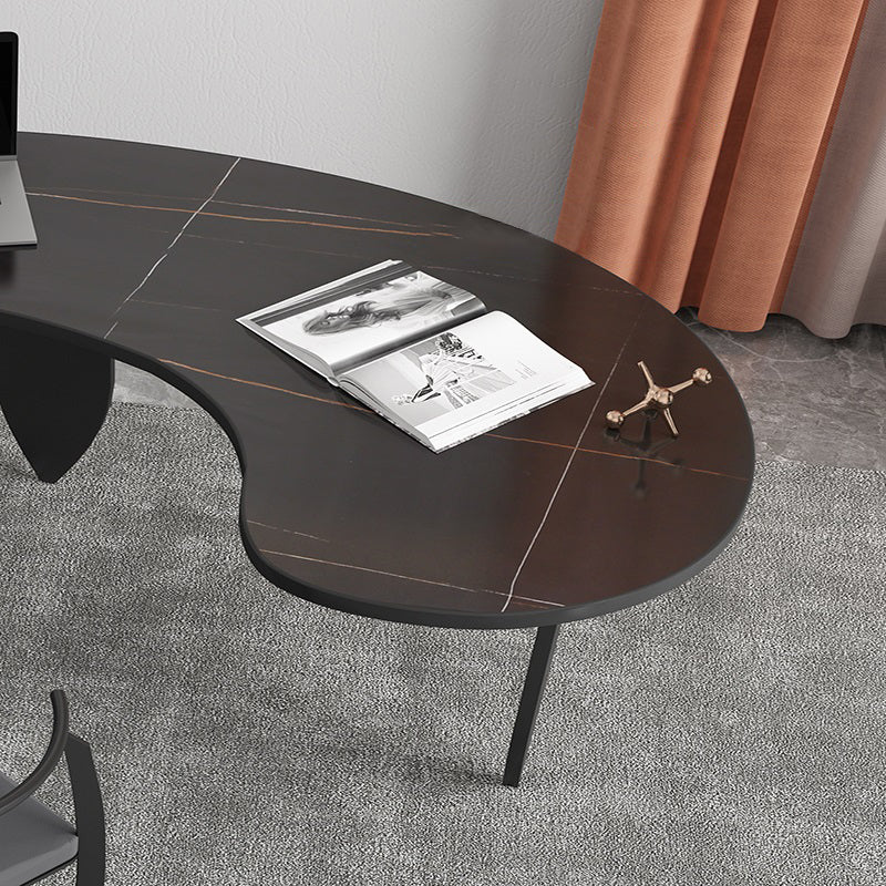 Contemporary Office Desk Black Writing Desk with Iron Pin Legs