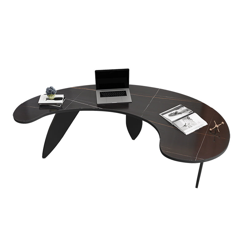 Contemporary Office Desk Black Writing Desk with Iron Pin Legs