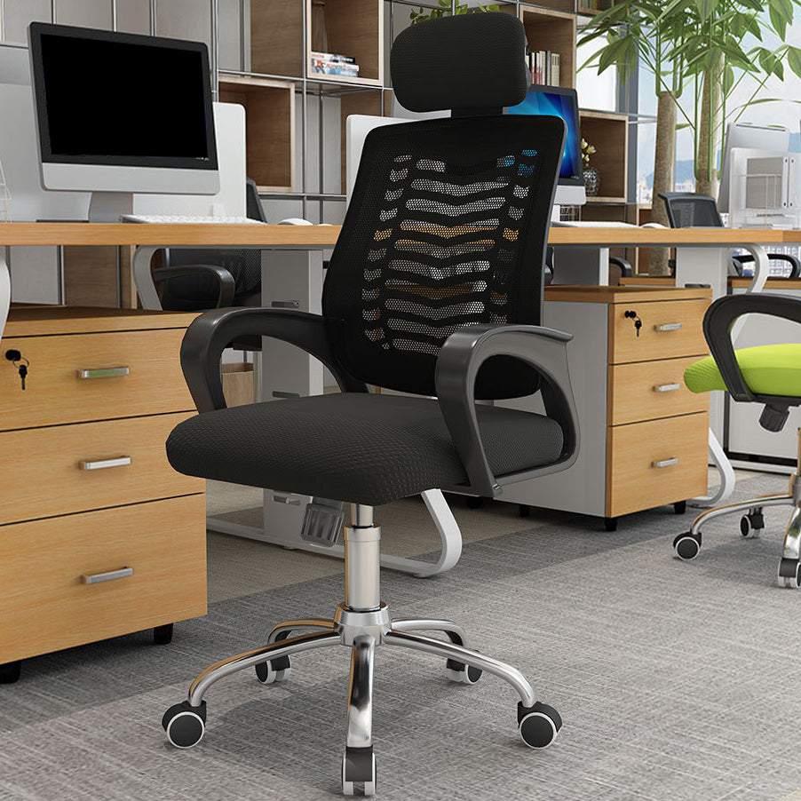 High Back Swivel Office Chair with Headrest Chrome Frame Task Chair