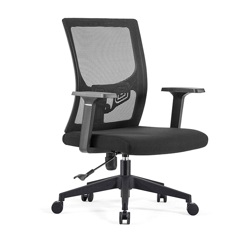 Modern Mid-Back Arm Chair Black Task Microfiber Office Chair