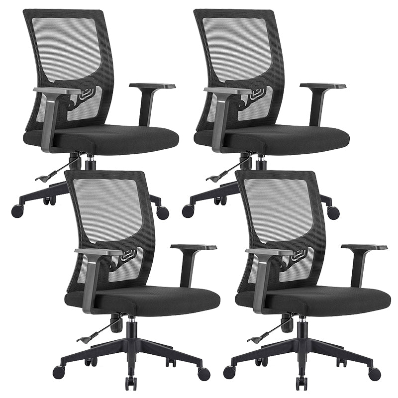 Modern Mid-Back Arm Chair Black Task Microfiber Office Chair