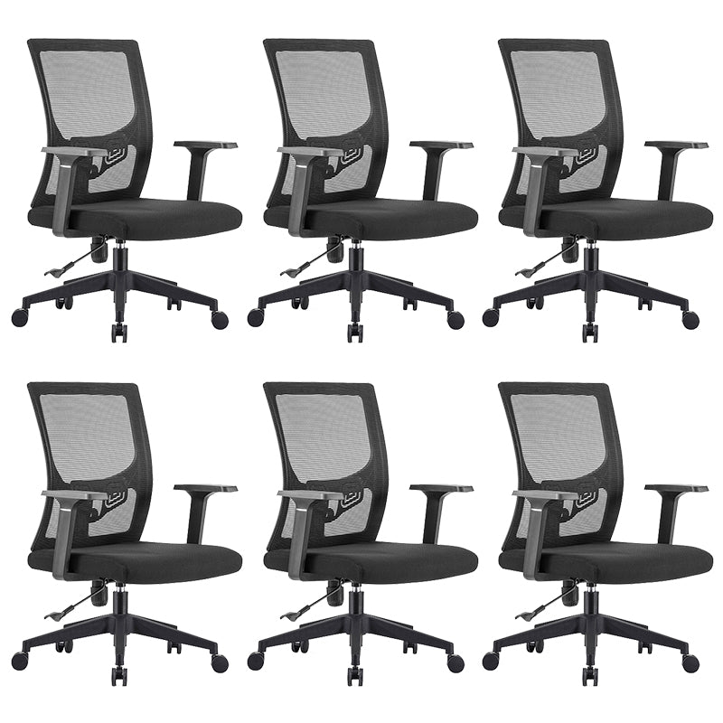 Modern Mid-Back Arm Chair Black Task Microfiber Office Chair