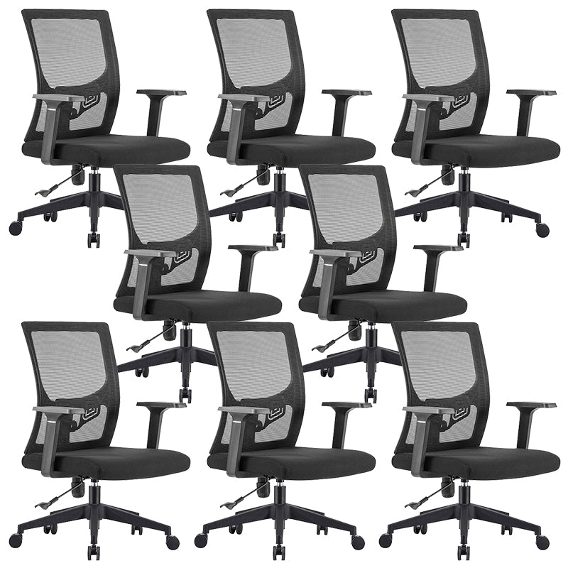 Modern Mid-Back Arm Chair Black Task Microfiber Office Chair