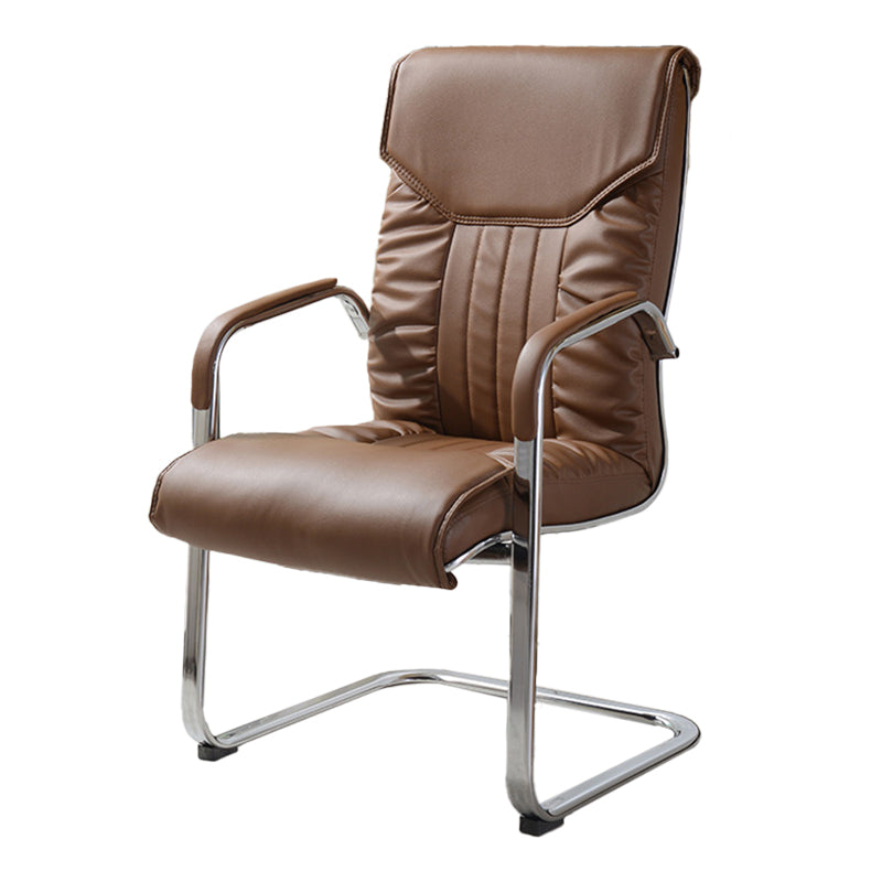 Modern Upholstered Desk Chair Faux Leather Mid-Back Arm Chair