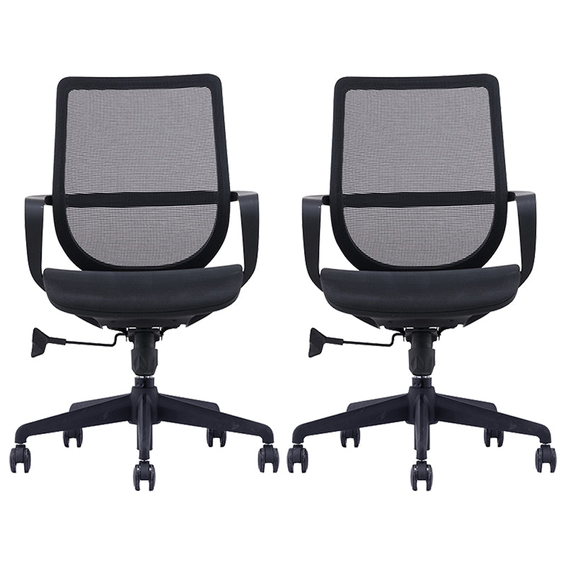 Modern Wheels Arm Chair Microfiber Black Mid-Back Desk Chair