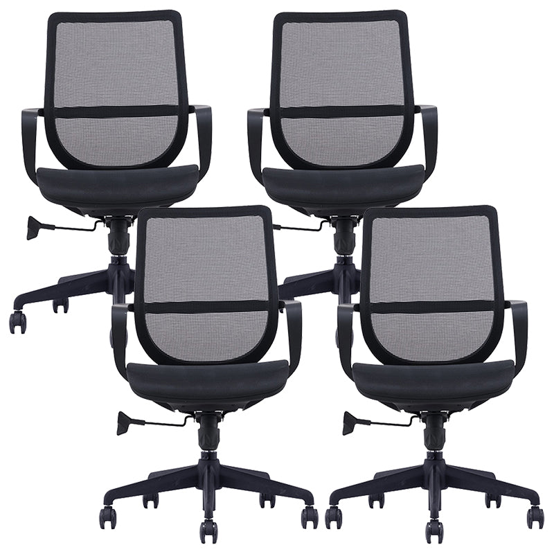 Modern Wheels Arm Chair Microfiber Black Mid-Back Desk Chair