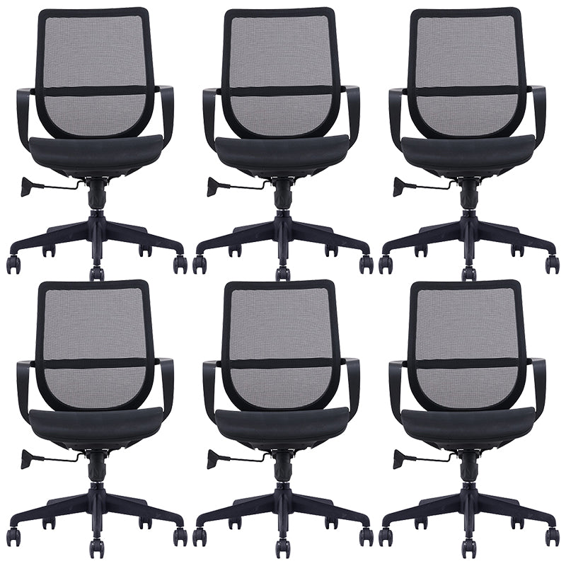 Modern Wheels Arm Chair Microfiber Black Mid-Back Desk Chair