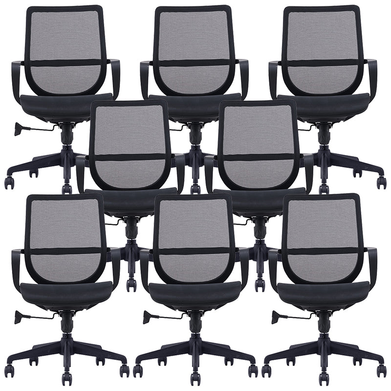 Modern Wheels Arm Chair Microfiber Black Mid-Back Desk Chair