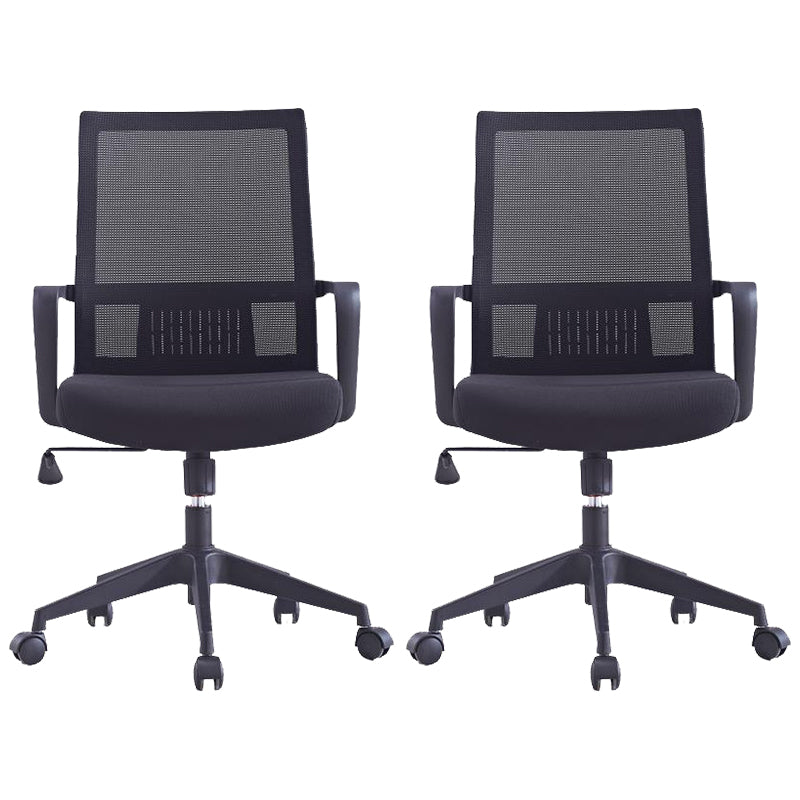 Modern Wheels Desk Chair Microfiber Black Mid-Back Arm Chair