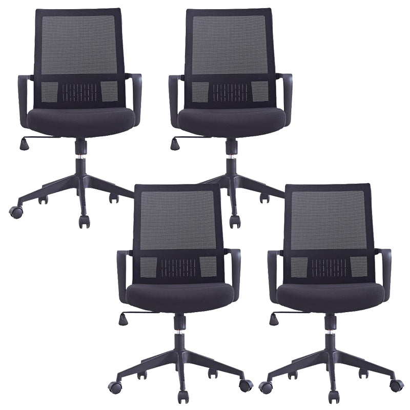 Modern Wheels Desk Chair Microfiber Black Mid-Back Arm Chair