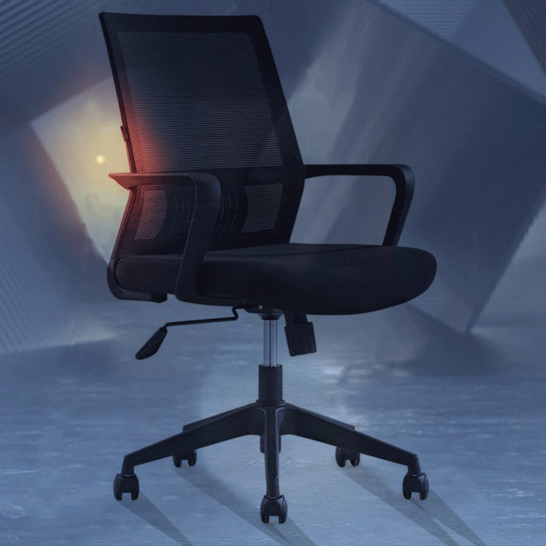 Modern Wheels Desk Chair Microfiber Black Mid-Back Arm Chair