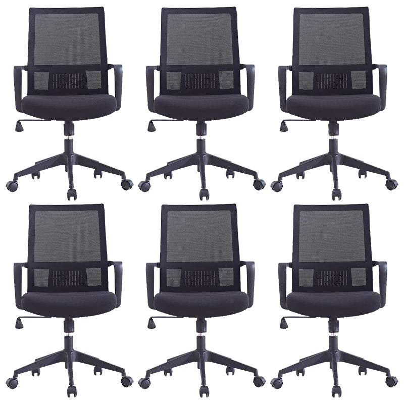 Modern Wheels Desk Chair Microfiber Black Mid-Back Arm Chair