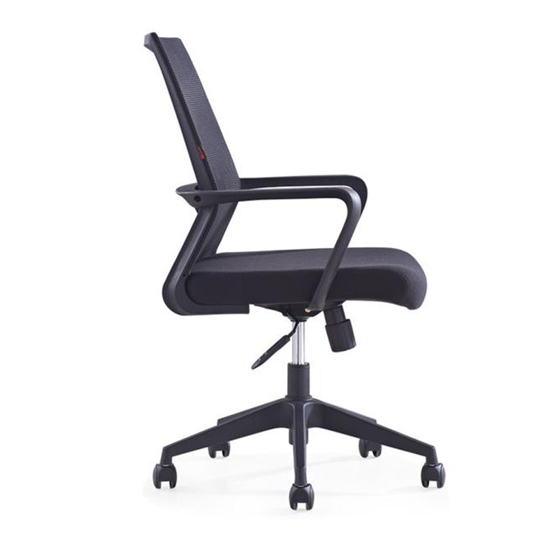 Modern Wheels Desk Chair Microfiber Black Mid-Back Arm Chair