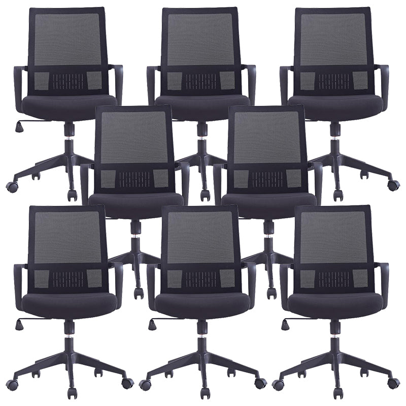 Modern Wheels Desk Chair Microfiber Black Mid-Back Arm Chair