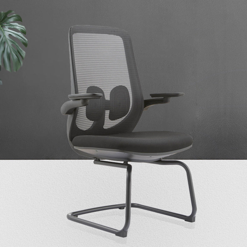 Modern No Wheels Desk Chair Microfiber Black High Back Chair