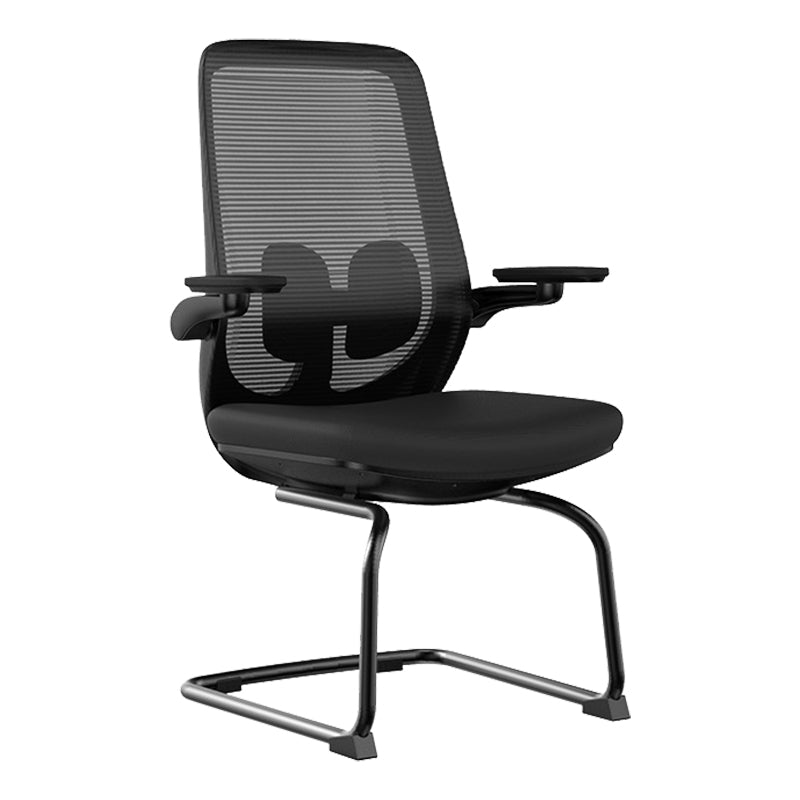 Modern No Wheels Desk Chair Microfiber Black High Back Chair