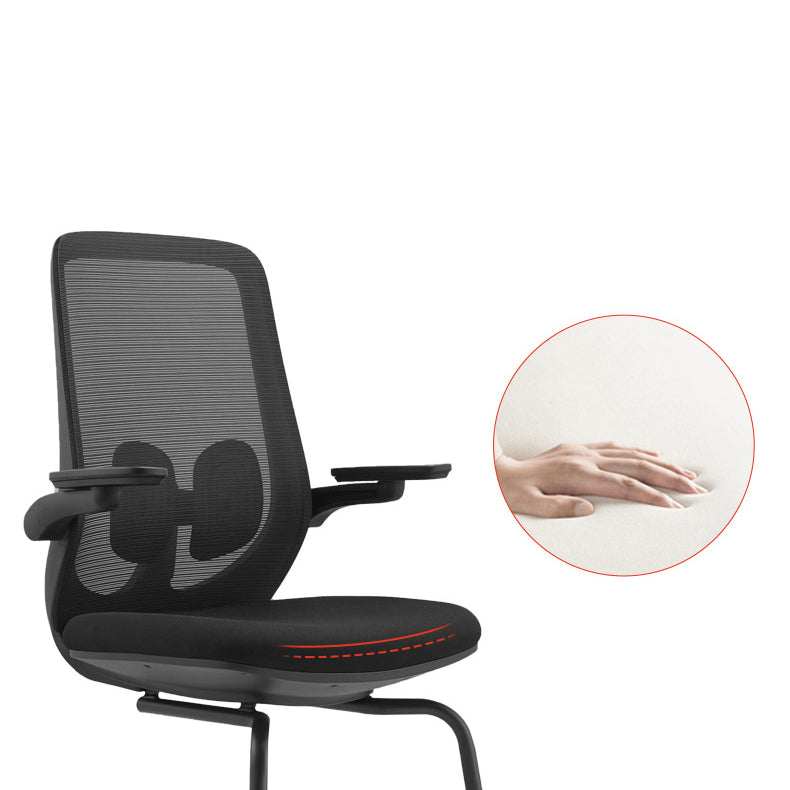 Modern No Wheels Desk Chair Microfiber Black High Back Chair