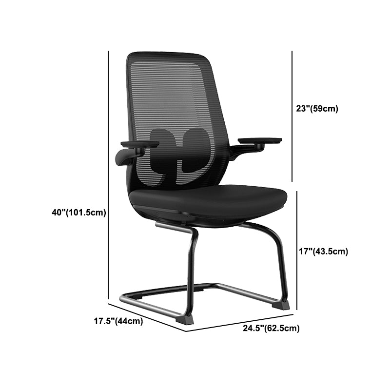 Modern No Wheels Desk Chair Microfiber Black High Back Chair