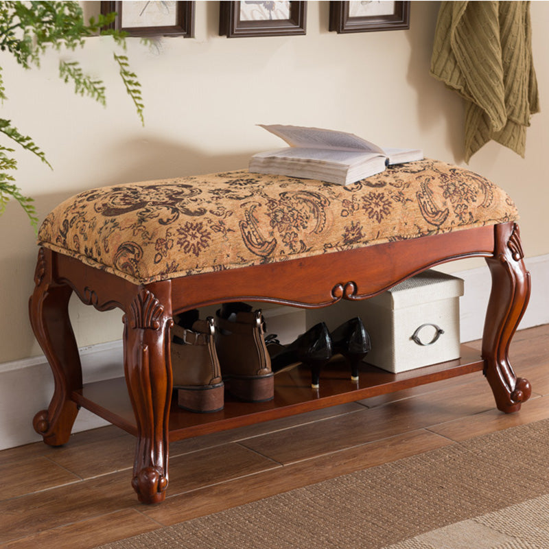 Rectangle 15.7" Wide Entryway Bench Traditional Upholstered Seating Bench with Cushioned