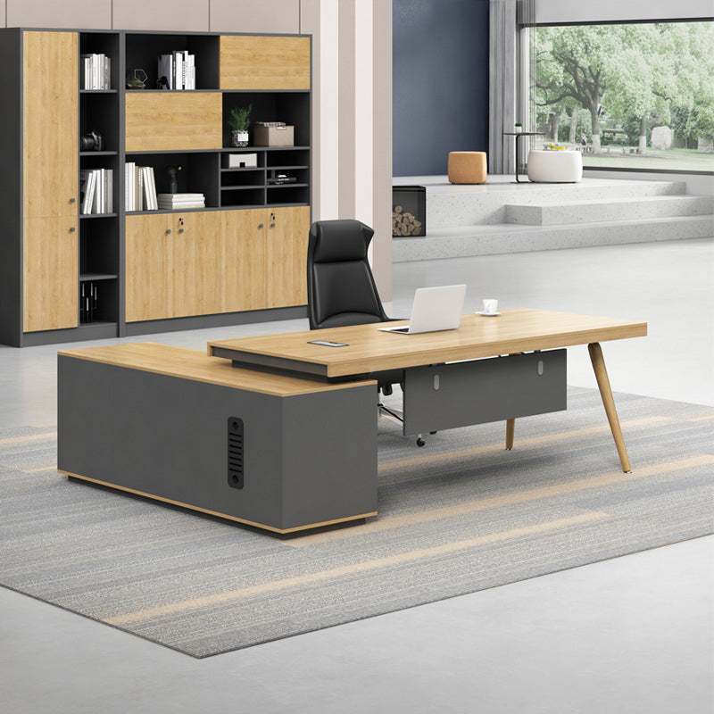 Modern Ergonomic Natural Executive Desk Wooden Office Desk for Office