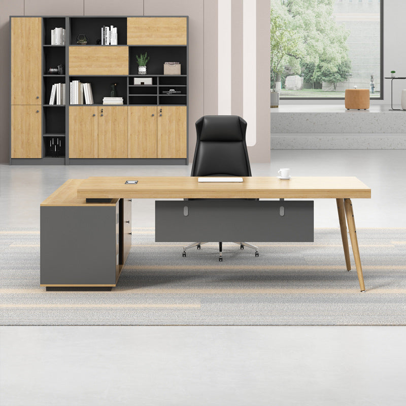 Modern Ergonomic Natural Executive Desk Wooden Office Desk for Office