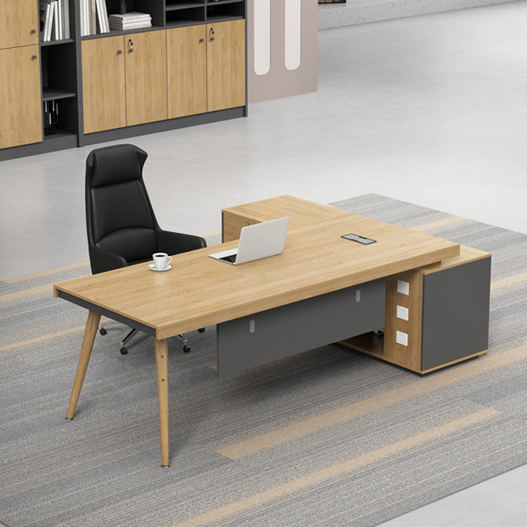 Modern Ergonomic Natural Executive Desk Wooden Office Desk for Office