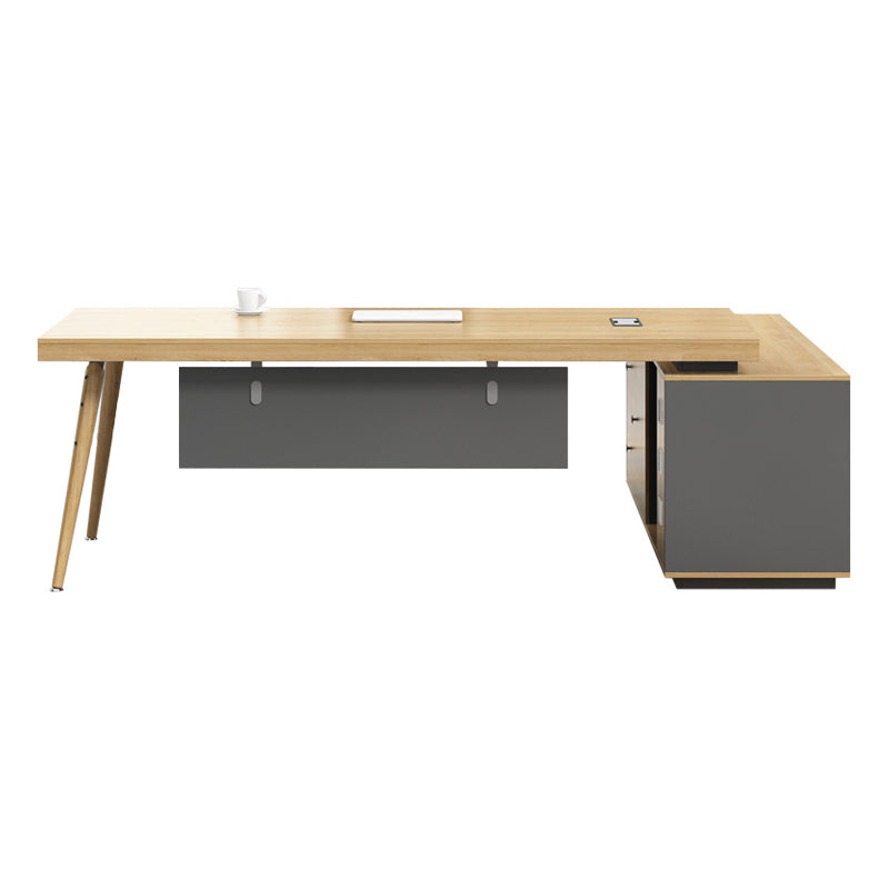 Modern Ergonomic Natural Executive Desk Wooden Office Desk for Office