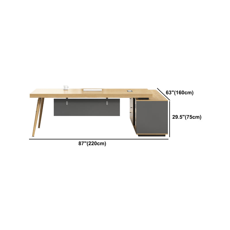 Modern Ergonomic Natural Executive Desk Wooden Office Desk for Office