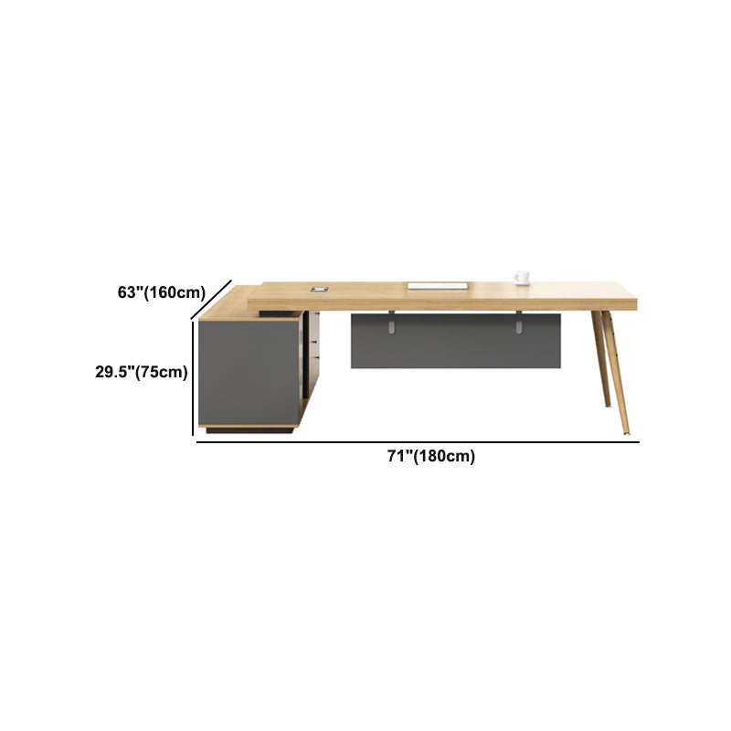 Modern Ergonomic Natural Executive Desk Wooden Office Desk for Office