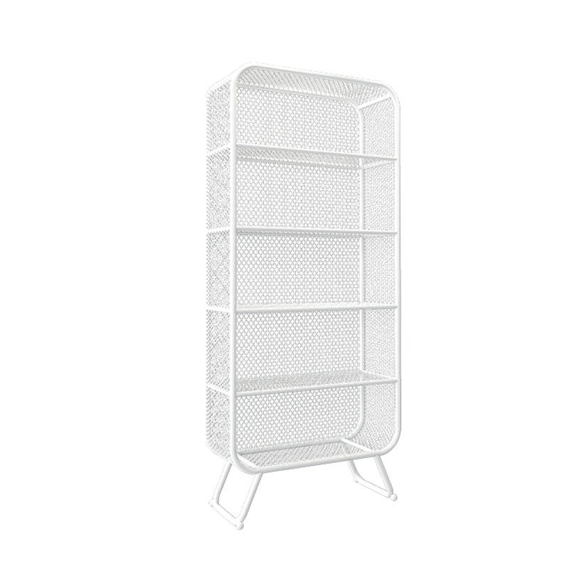 Contemporary Shelf Closed Back Metal Shelves Included Bookcase