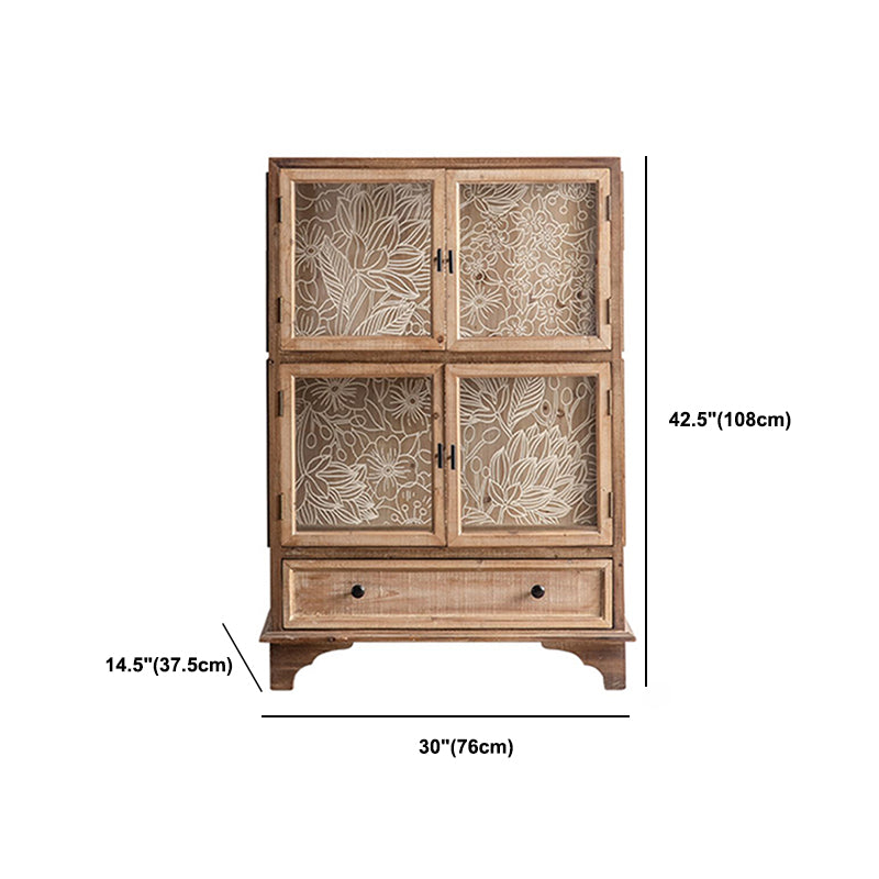 Modern Wood Curio Cabinet Glass Doors Storage Cabinet with Doors for Dining Room