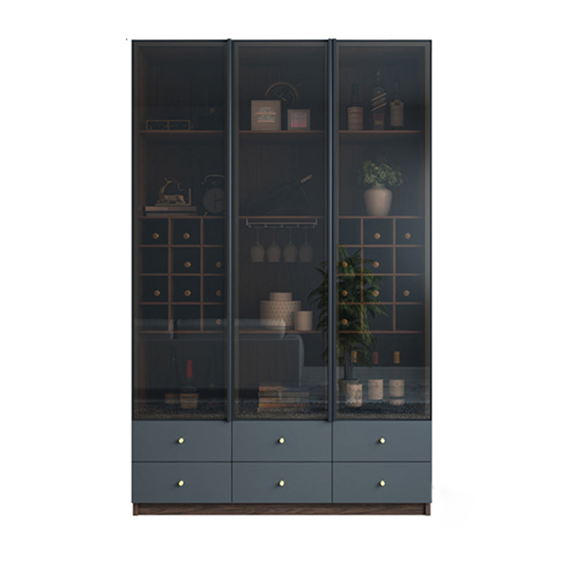 Modern Wood Display Stand Glass Doors Storage Cabinet for Living Room