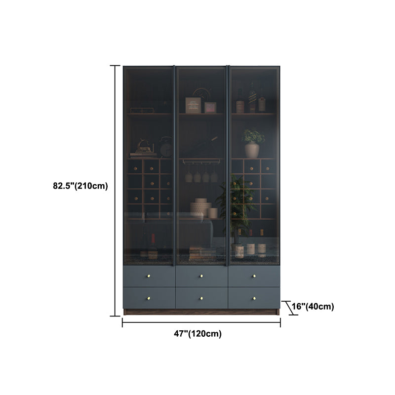 Modern Wood Display Stand Glass Doors Storage Cabinet for Living Room