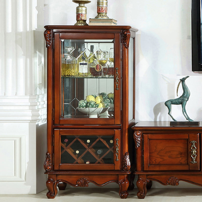 Traditional Wood Curio Cabinet Glass Doors Display Cabinet for Bedroom