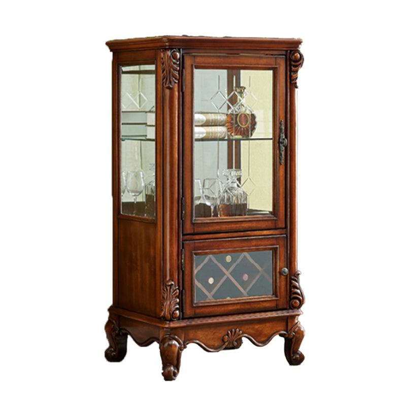 Traditional Wood Curio Cabinet Glass Doors Display Cabinet for Bedroom