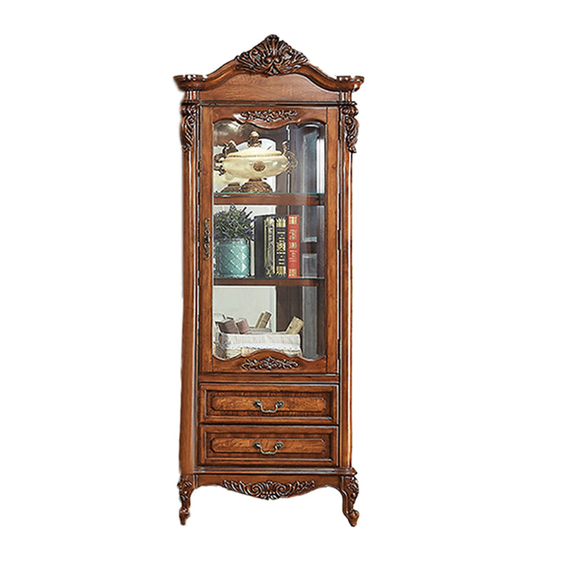 Traditional Wood Curio Cabinet Glass Doors Display Cabinet for Bedroom