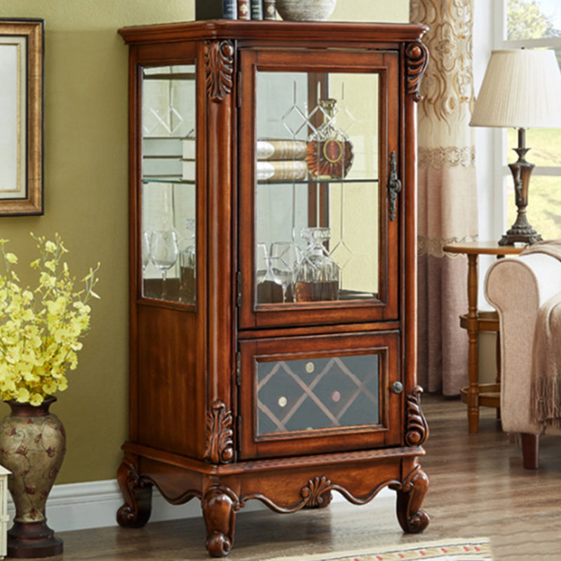 Traditional Wood Curio Cabinet Glass Doors Display Cabinet for Bedroom