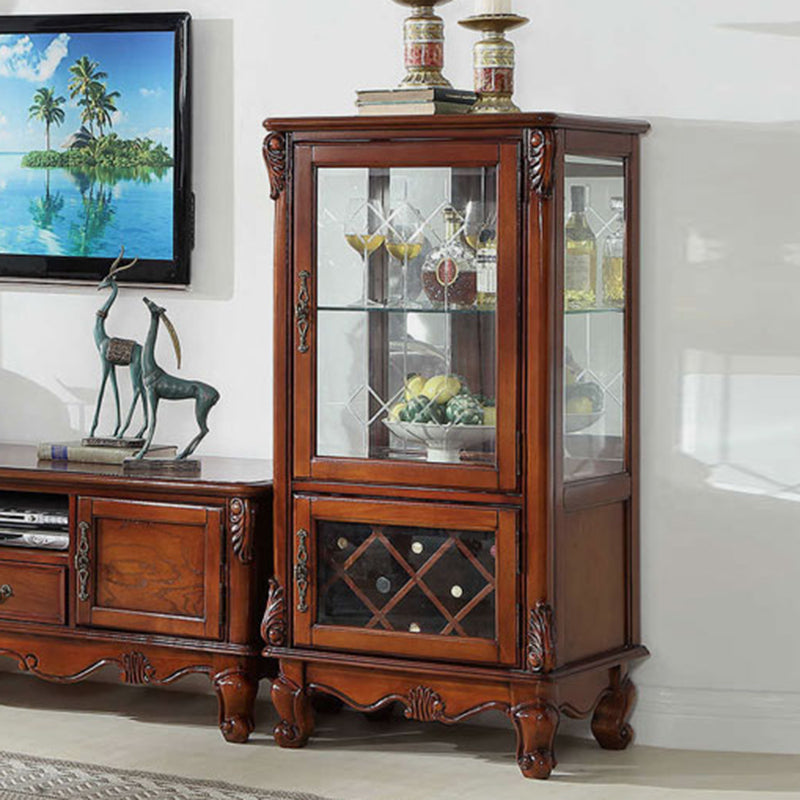 Traditional Wood Curio Cabinet Glass Doors Display Cabinet for Bedroom